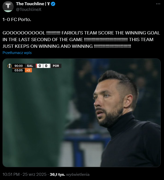 MINA TRENERA FC Porto po golu jego drużyny w 94. minucie meczu xD